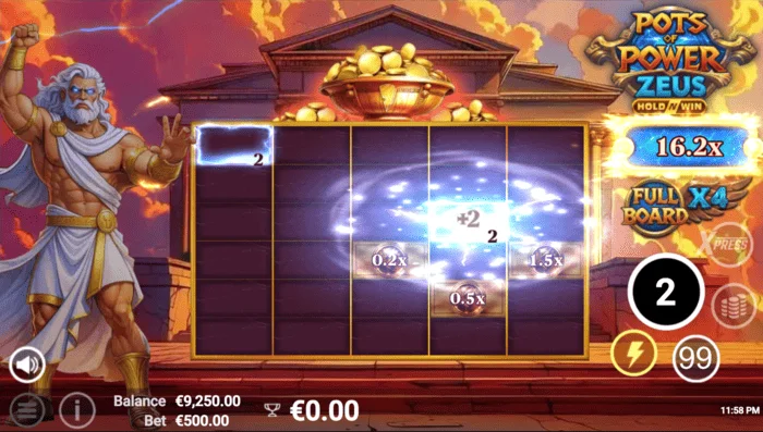 Pots of Power: Zeus - pelikuvaruutu bonustilassa