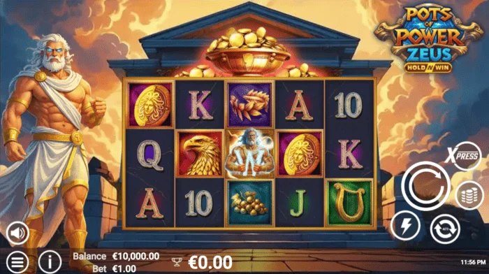 Pots of Power: Zeus - pääkuvaruutu rullineen